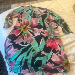 Peach love floral shirt dress